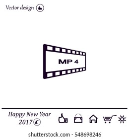 MP4 video file extension icon vector.