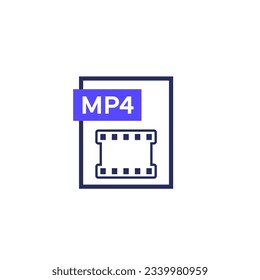 icono de archivo de vídeo mp4 en blanco
