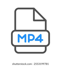 Video Icono de archivo MP4 con un contorno de color llamativo y minimalista