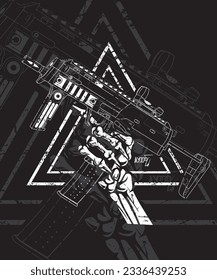vector de cañón de arte de línea mp7