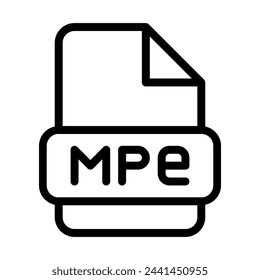 Mpe File Icon. Type Files Sign outline symbol Design, Icons Format Type Data. Vector Illustration.
