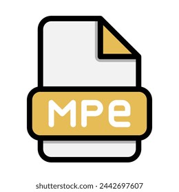 Mpe file icons. Flat file extension. icon video format symbols. Vector illustration. can be used for website interfaces, mobile applications and software