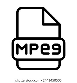 Mpeg File Icon. Type Files Sign outline symbol Design, Icons Format Type Data. Vector Illustration.
