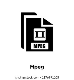 Mpeg icon vector isolated on white background, logo concept of Mpeg sign on transparent background, filled black symbol