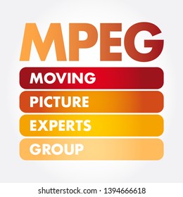MPEG - Moving Picture Experts Group acronym, technology concept