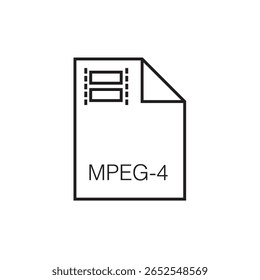 ícone da extensão de arquivo mpeg-4 contorno traçado editável eps 