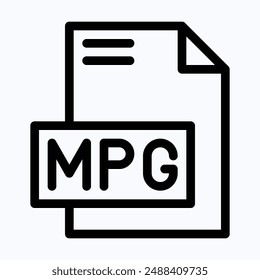 MPG File Format Vector Icon, Isolated Lineal Vector Icon.