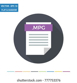 MPG video document file format flat icon. Vector Illustration.
