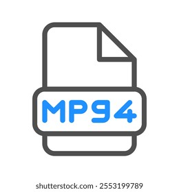 Mpg4 file type video file icon with colored lines that is dynamic and attracts attention