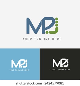 MPJ letter logo vector design with round basic shape