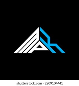 MPK letter logo creative design with vector graphic, MPK simple and modern logo in triangle shape.