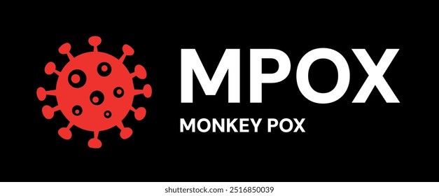 MPOX Affenpocken Banner. Affenpocken-Viruszellen breiten medizinischen Banner aus. Infektionskrankheit, die durch das Affenpockenvirus verursacht wird. Mehrländer-Ausbruch, die neuen Fälle. Pandemie-Banner