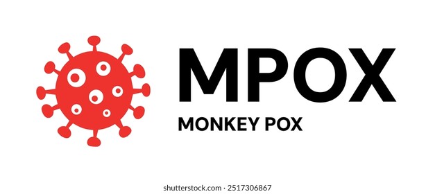 MPOX Monkey pox pandemic banner. Monkeypox virus cells outbreak wide medical banner. Infectious disease caused by the monkey pox virus. Viral zoonotic disease, dangerous infection.