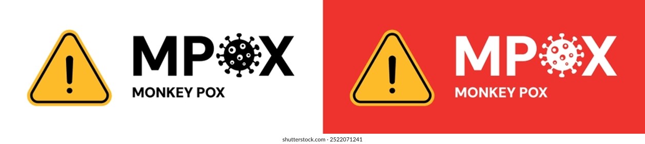 Banner da pandemia da varíola do macaco MPOX. As células do vírus da varíola símia estouram uma ampla faixa médica. Doença infecciosa causada pelo vírus da varíola símia. Doença zoonótica viral, infecção perigosa.