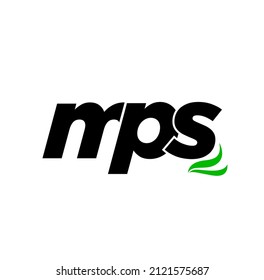 MPS company name initial letters monogram. MPS letters with green leafs.