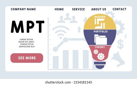 MPT - Modern Portfolio Theory acronym. business concept background.  vector illustration concept with keywords and icons. lettering illustration with icons for web banner, flyer