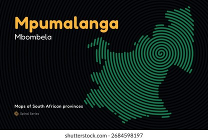 Mpumalanga province spiral pattern map with center in Mbombela, South Africa