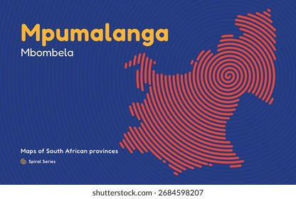 Mpumalanga province spiral pattern map with center in Mbombela, South Africa