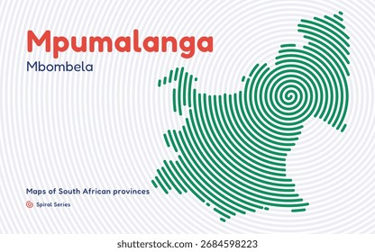 Mpumalanga province spiral pattern map with center in Mbombela, South Africa