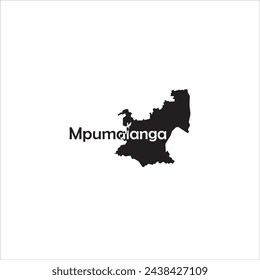 Mpumalanga South Africa map and black letter design on white background