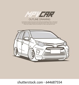 Dibujo vectorial del esquema limpio del automóvil MPV