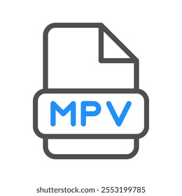 Mpv document files icon, video format symbol with a unique colored outline design