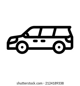 vector de icono de la línea de transporte de minivan mpv. señal de transporte en minivan de mpv. símbolo de contorno aislado ilustración negra