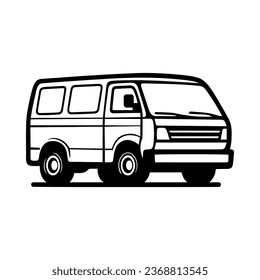 MPV van car icon. Passenger van or minivan car isolated on white background. Vector illustration