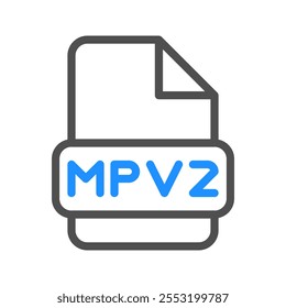 Mpv2 document files icon, minimalist symbol with bright color elements for video files