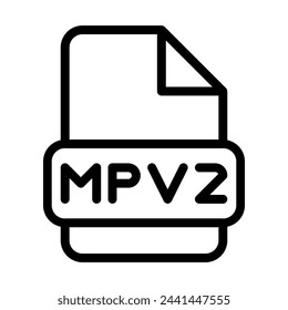 Icono De Archivo Mpv2. Tipo Archivos Símbolo de esquema de signo Diseño, Iconos Formato Tipo Datos. Ilustración vectorial.