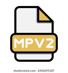 Iconos de archivo Mpv2. Extensión de archivo plano. símbolos de formato de vídeo de icono. Ilustración vectorial. se puede utilizar para interfaces web, aplicaciones móviles y software