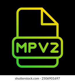 Mpv2 files type icon. extension, document, format symbol icons. with an outline gradient design. Can be used for multimedia files. vector illustration.