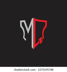 MQ Abstract logo monogram with shield elements isolated on black background