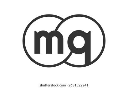 Emblema de empresa de negócios MQ com esboços e letras m q. Modelo de logotipo de dois círculos combinados para a identidade da marca, logotipo. Símbolo Vetor Infinity e sinal de tecnologia.