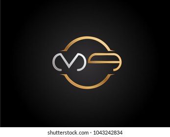 MQ circle Shape Letter logo Design in silver gold color
