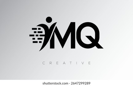 MQ Creative Digital Monogram Logo – Futuristic Letter mark Design Featuring Human Shape, Pixel Motion and Minimal Tech Style for Innovative Branding Identity