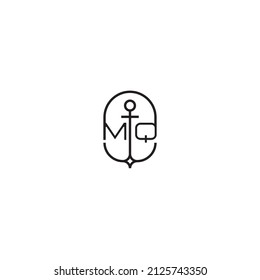 MQ creative letter logo design in anchor concept with high quality professional design that will print well across any print media