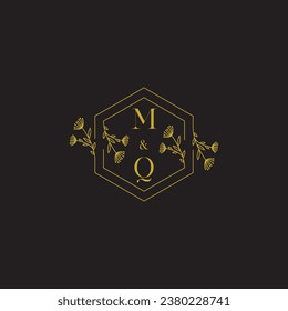 MQ elegant wedding initial logo in high quality professional design that will print well across any print media