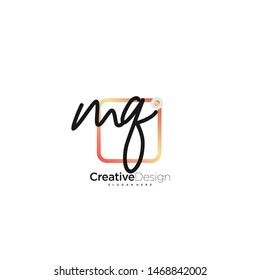 MQ initial handwriting with color logo icon template vector.