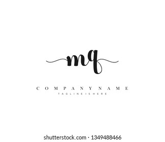 MQ initial handwriting logo template with luxury color vector