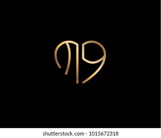 MQ initial heart shape gold colored logo