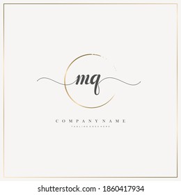 MQ Letra inicial logotipo de escritura a mano modelo vector, logotipo para belleza, cosméticos, boda, moda y negocios