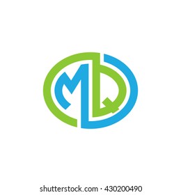 MQ initial letters looping linked ellipse logo blue green
