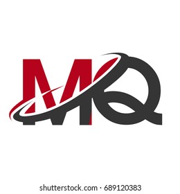 MQ initial logo company name colored red and black swoosh design, isolated on white background. vector logo for business and company identity.