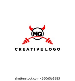 MQ initial monogram for fitnes or gym logo with devil style design