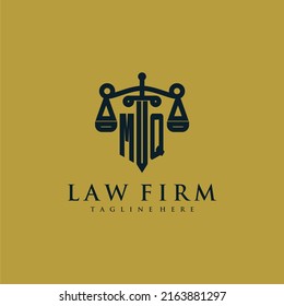 MQ initial monogram for lawfirm logo with sword and scale