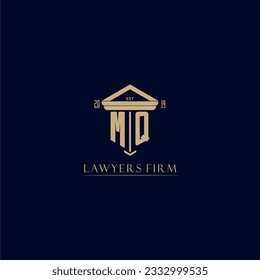Logotipo de la firma de abogados monograma inicial MQ con diseño de hitos