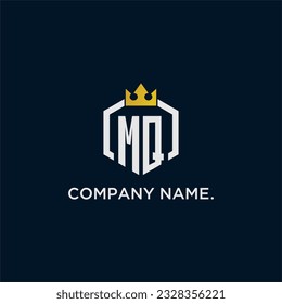 MQ initial monogram logo design for hexagon style  crown elegant image