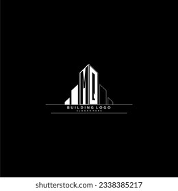 MQ initial monogram logo for real estate with building style