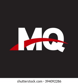 MQ initial overlapping swoosh letter logo white red black background